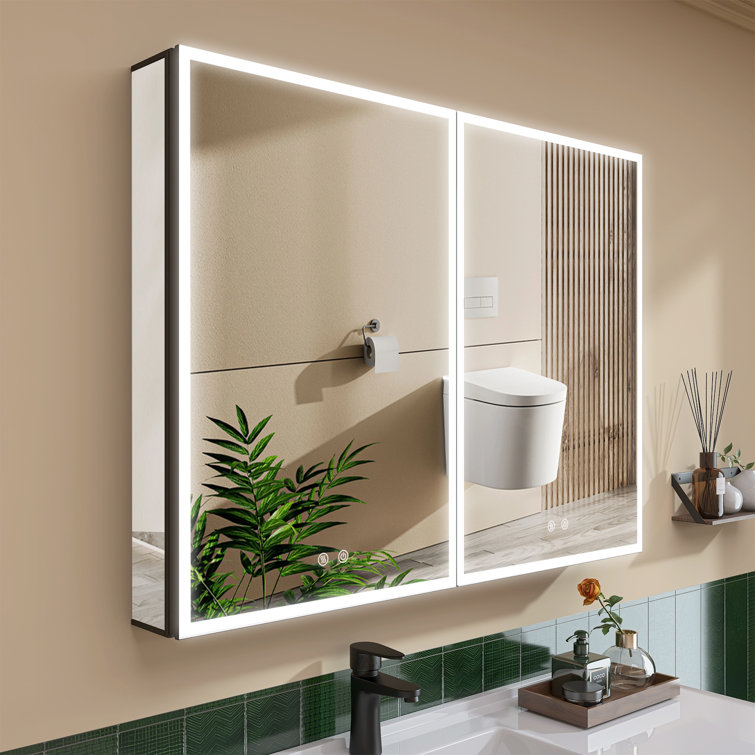 40 Inch LED Lighted Medicine Cabinet With Mirror Outlet And USB Recessed Or Wall Mounted